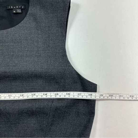 Theory Wool Blend Lined Dress Womens 10 Sleeveless A-line Pockets Gray - Picture 6 of 8